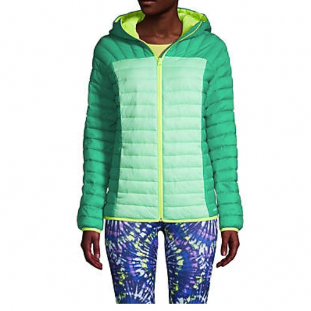 LANDSEND  WOMEN’S PLUS SIZE Recycled ThermoPlume Hooded Jacket Global Green